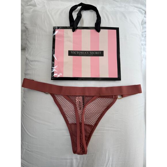 NWT Victoria’s Secret Mesh Strappy Thong Panty – Rust Red – Size M - Picture 2 of 3